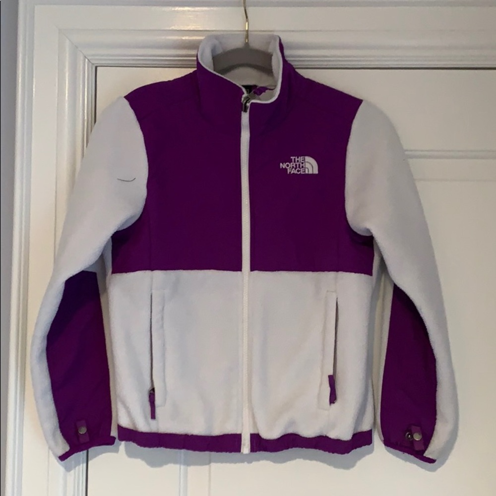 North Face Fleece - youth small white & purple